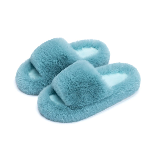 Pluizige pantoffels met traagschuim en open teen
