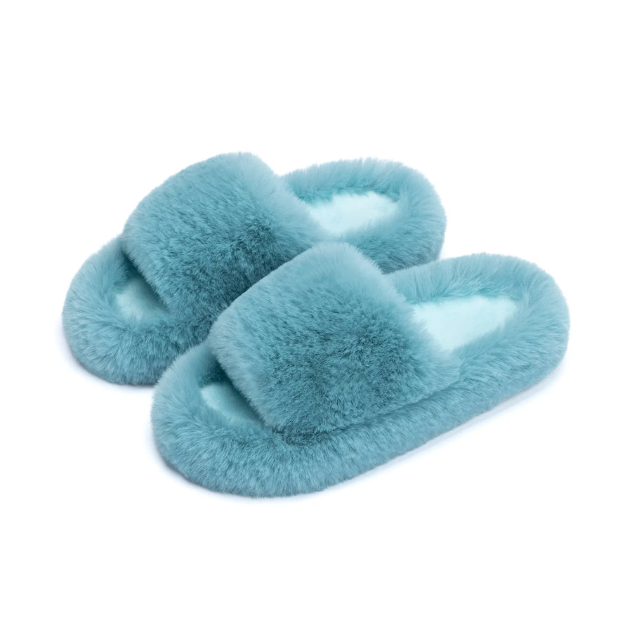 Fuzzy Memory Foam Open Toe Slippers