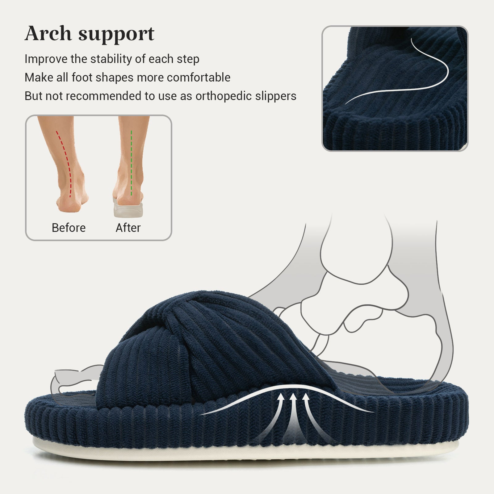 HODY - Chaussons Oxford Blue en mousse à mémoire de forme