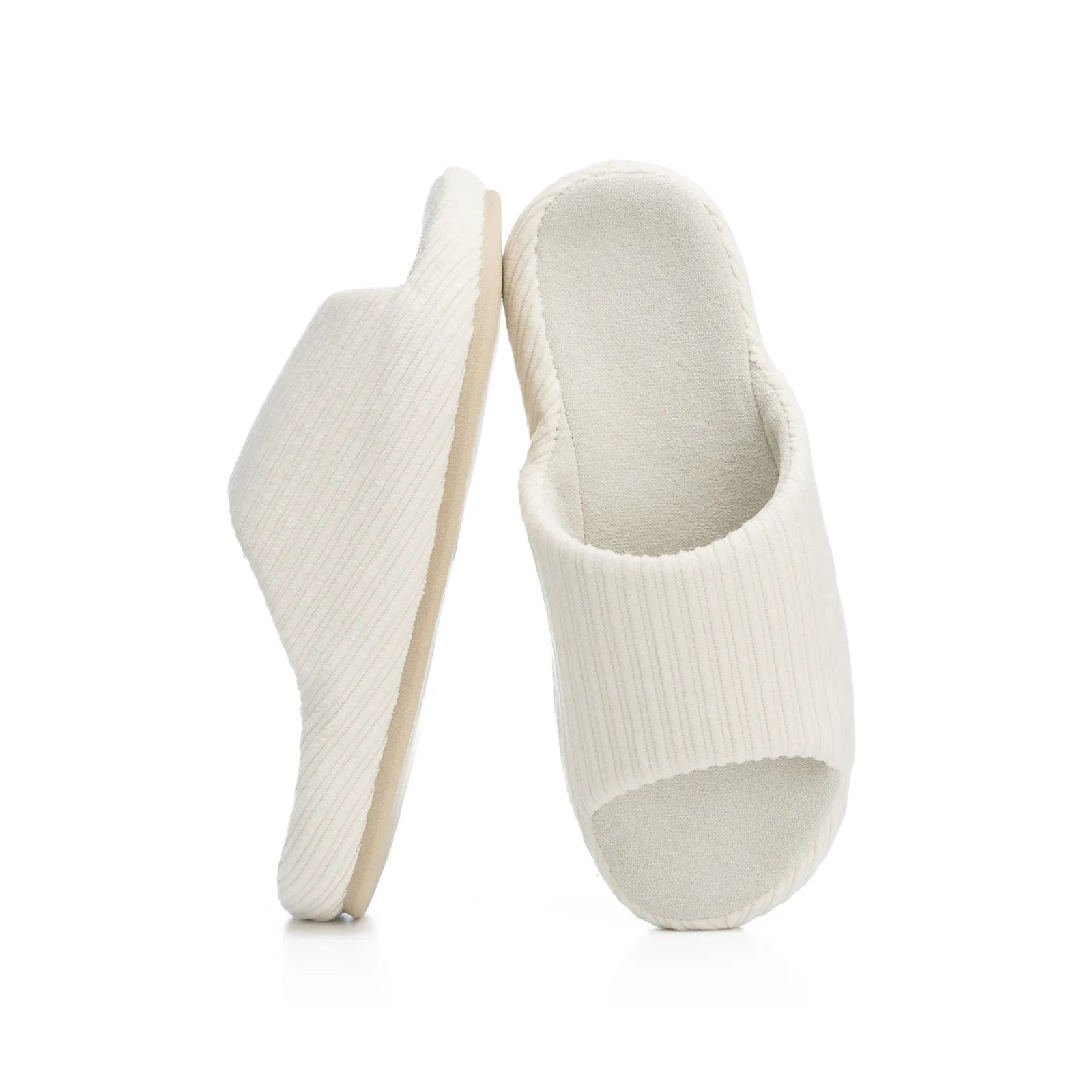 Scallop - Pantuflas blanco seda de suela suave