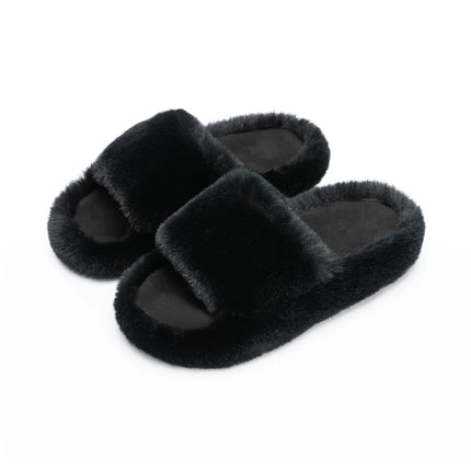 Chaussons duveteux à bout ouvert en mousse à mémoire de forme