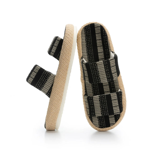 Boardwalk Natural Weave Two-Strap Open-Toe Slippers