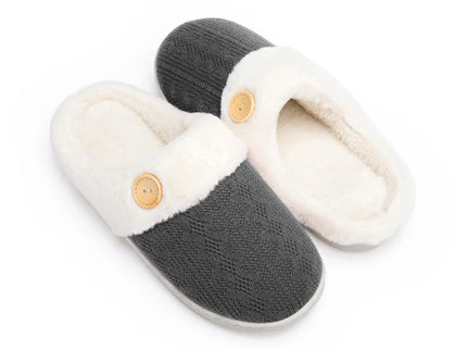 Pantofole calde BUTTON con bordo in pelliccia
