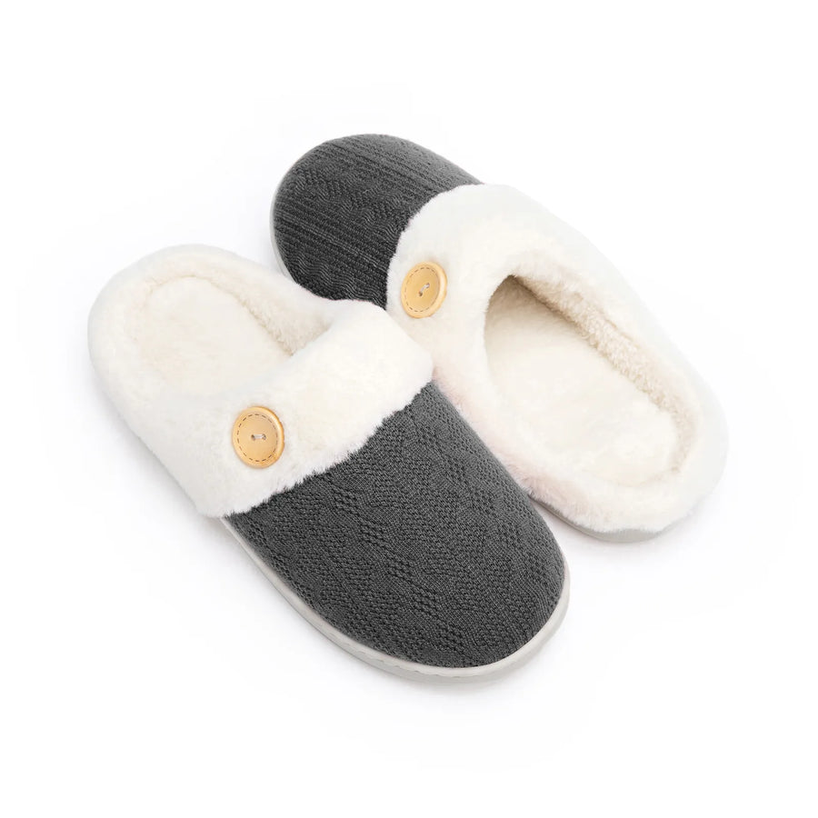 BUTTON  Warm Scuff Slippers