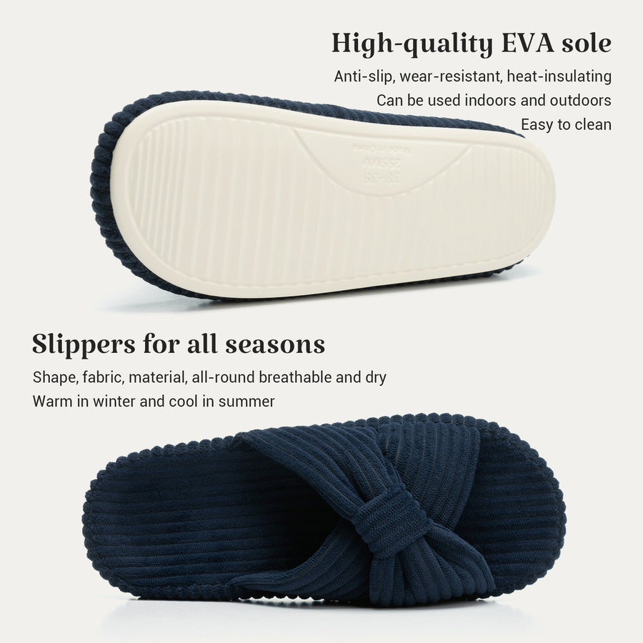 HODY - Pantuflas azul Oxford con espuma viscoelástica
