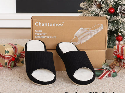 Scallop - Pantuflas negro mica de suela suave