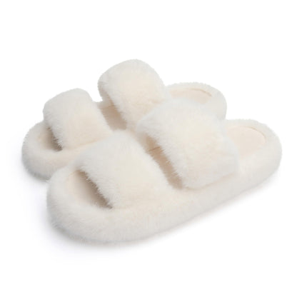 Chantomoo Chaussons pour Femmes Chaussons en Mousse à Mémoire pour Femmes Doux Confortables en Fourrure Synthétique Chaussons de Maison Douillets Intérieurs Ouverts à Deux Bandes Cadeau Chaussons（副本）（副本）