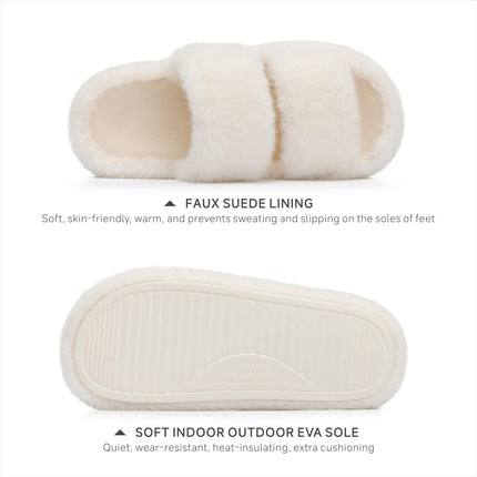 Chantomoo Chaussons pour Femmes Chaussons en Mousse à Mémoire pour Femmes Doux Confortables en Fourrure Synthétique Chaussons de Maison Douillets Intérieurs Ouverts à Deux Bandes Cadeau Chaussons（副本）（副本）