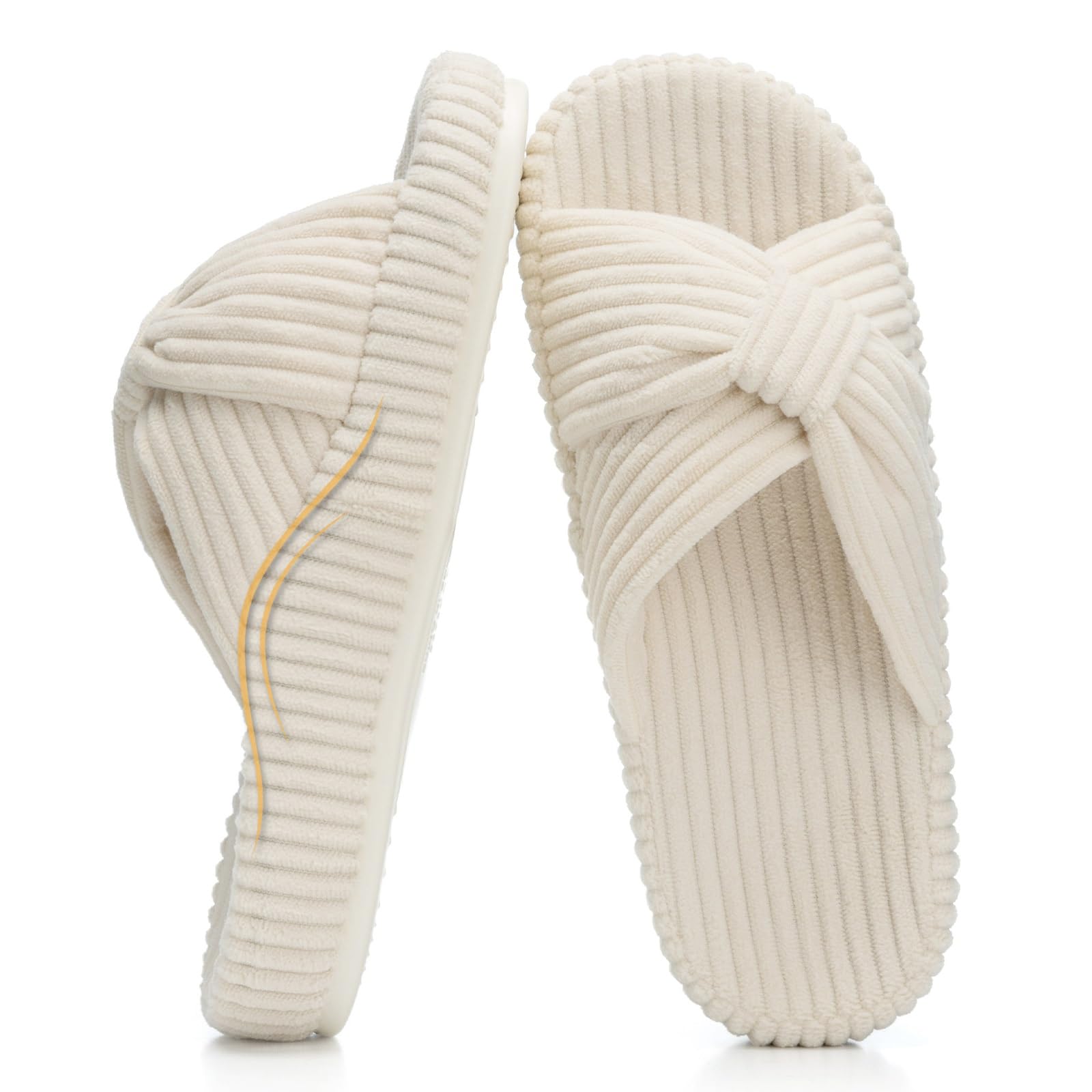 HODY - Chaussons en mousse à mémoire de forme Nuage vanille (édition avec soutien de la voûte plantaire)
