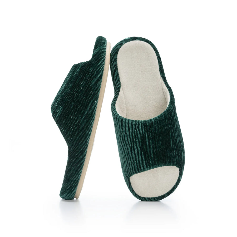 Scallop - Pantuflas verde pavo real de suela suave