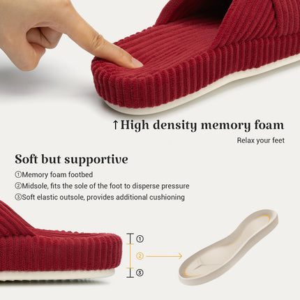 HODY - Mulberry Wine Memory Foam Slippers (Supportive Arch Edition)