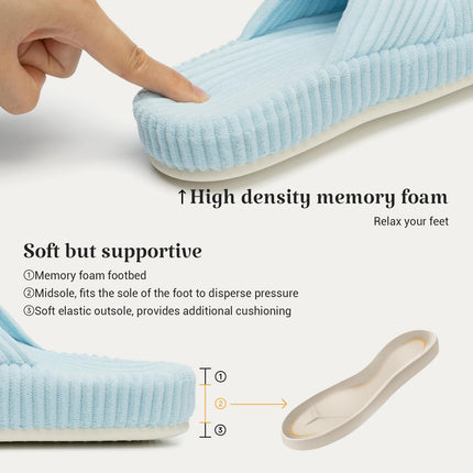HODY - Blue Hydrangea Memory Foam Slippers (Supportive Arch Edition)