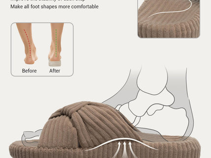 HODY - Hasselnøtt Latte Memory Foam Tøfler (Støttende Bueutgave)
