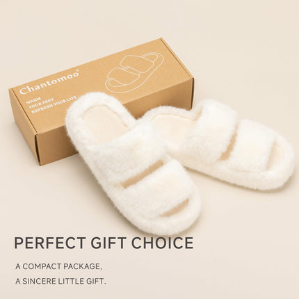 Chantomoo Chaussons pour Femmes Chaussons en Mousse à Mémoire pour Femmes Doux Confortables en Fourrure Synthétique Chaussons de Maison Douillets Intérieurs Ouverts à Deux Bandes Cadeau Chaussons（副本）（副本）