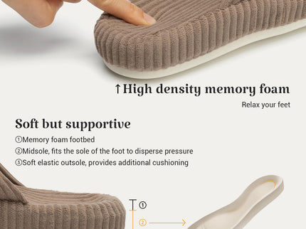 HODY - Hasselnøtt Latte Memory Foam Tøfler (Støttende Bueutgave)