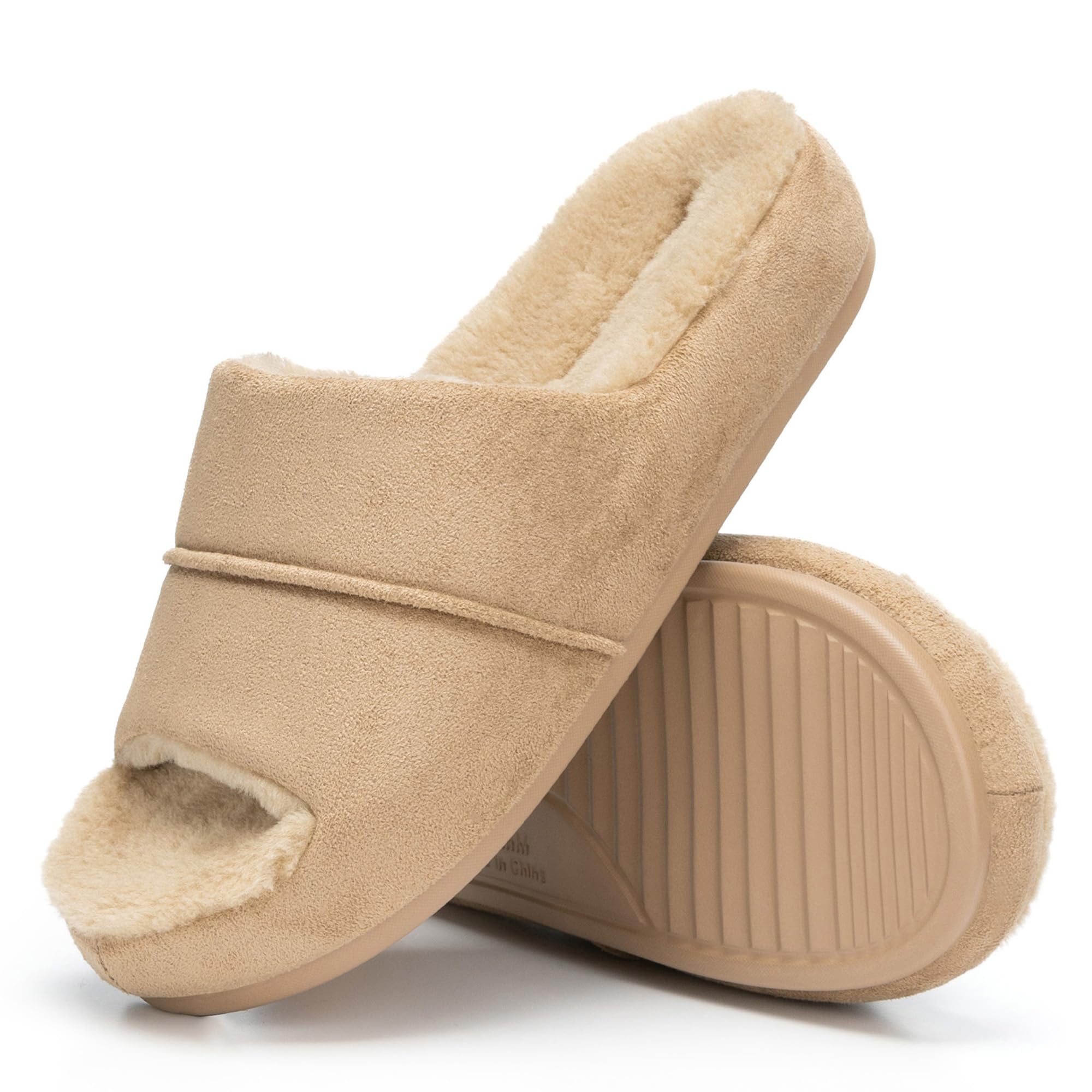 Maple Tan Open-Toe Platform Slippers