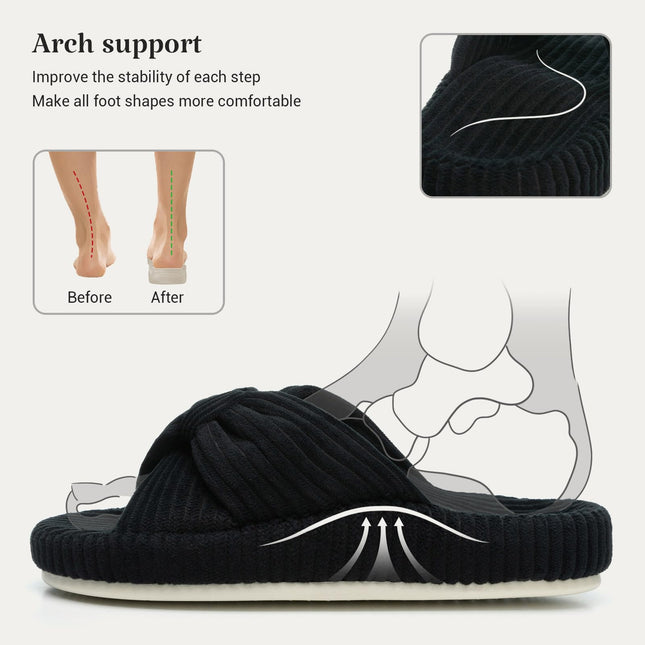 HODY - Pantuflas de Espuma Viscoelástica Ónix Medianoche (Edición con Soporte para el Arco)