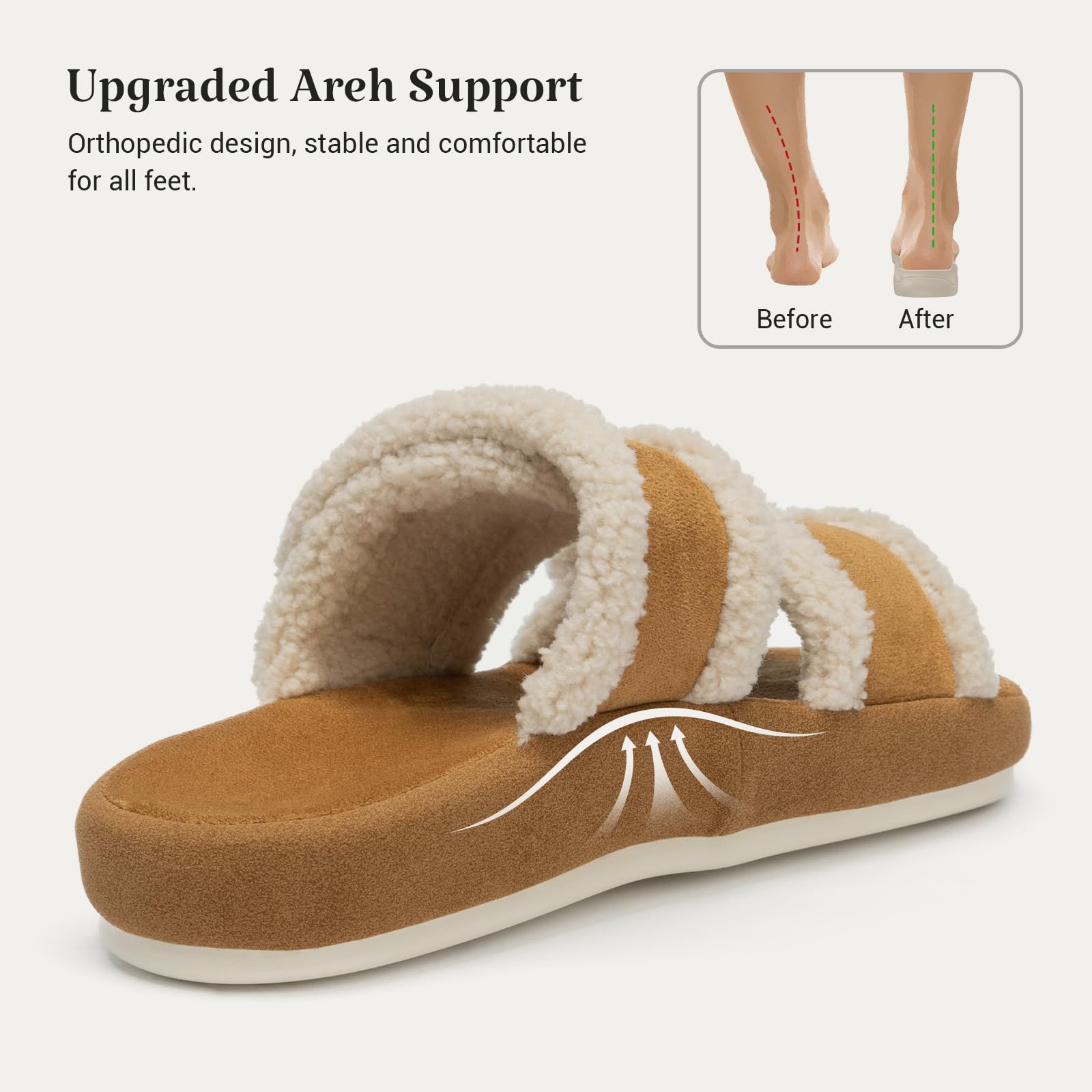 Chaussons avec soutien réglable de la voûte plantaire Honey châtaigne