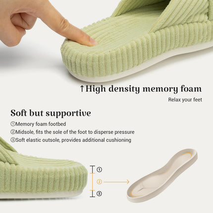 HODY - Pistachio Cream Memory Foam Slippers (Supportive Arch Edition)