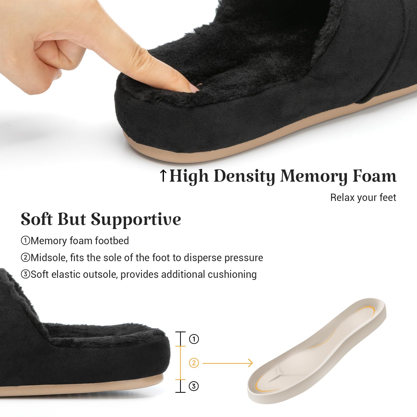 Chaussons compensés à bout ouvert Noir noir