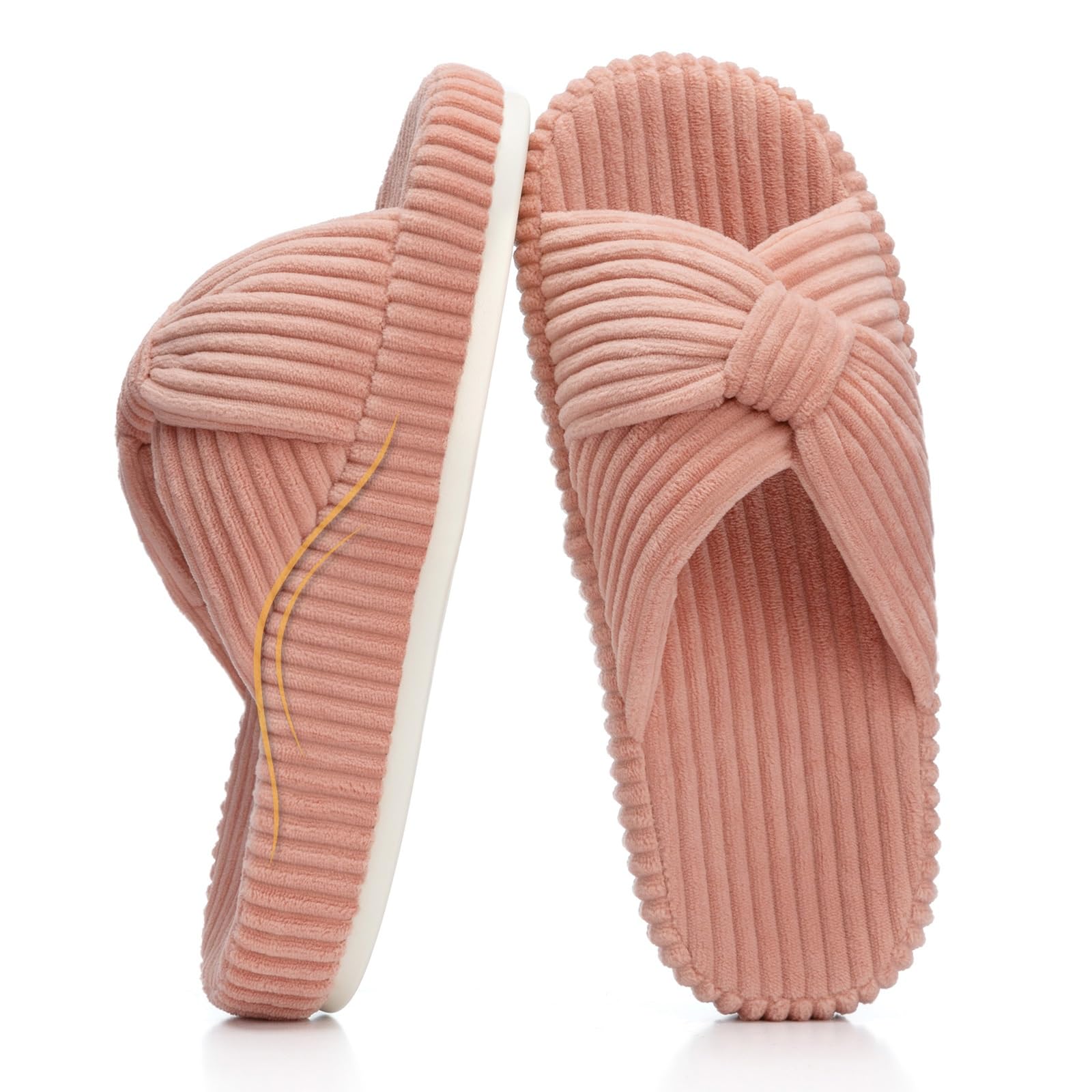 HODY - Chaussons en mousse à mémoire de forme Sorbet rose (édition avec soutien de la voûte plantaire)