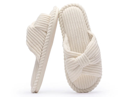 BOWDY Corduroy Bow Tie Slippers
