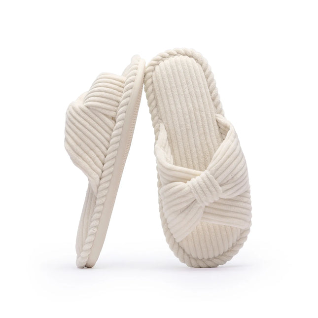 BOWDY Corduroy Bow Tie Slippers