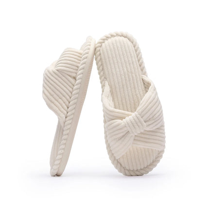 BOWDY Corduroy Bow Tie Slippers
