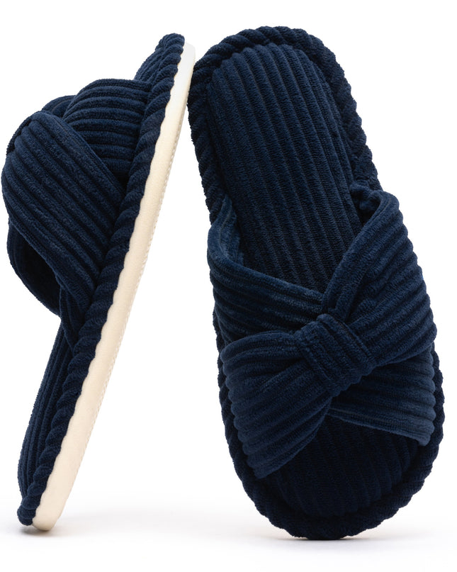 Corduroy Bow Tie Slippers