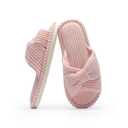 BOWDY Corduroy Bow Tie Slippers