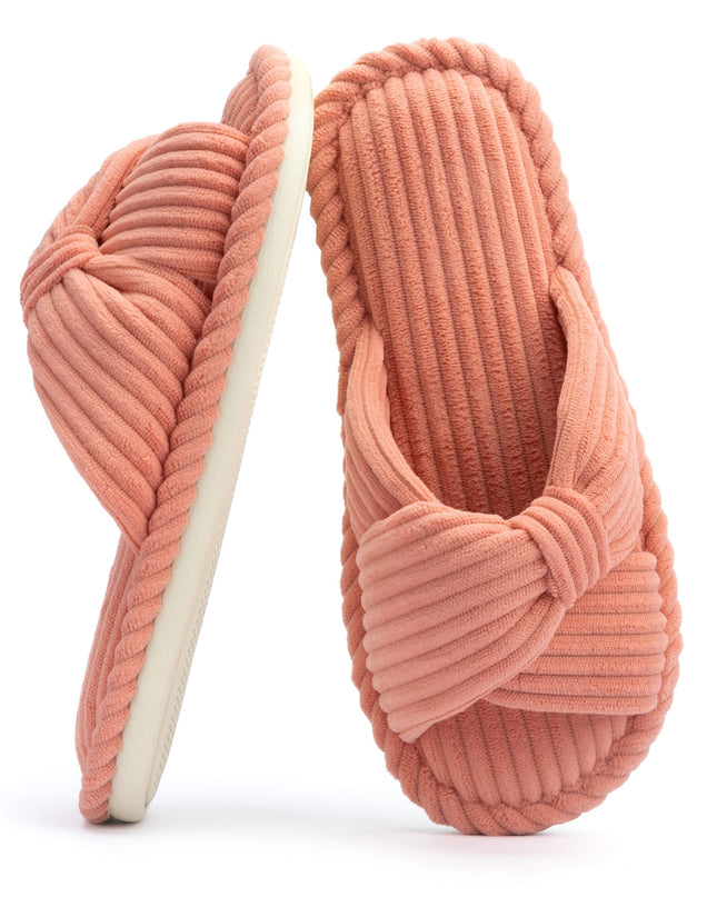 Corduroy Bow Tie Slippers