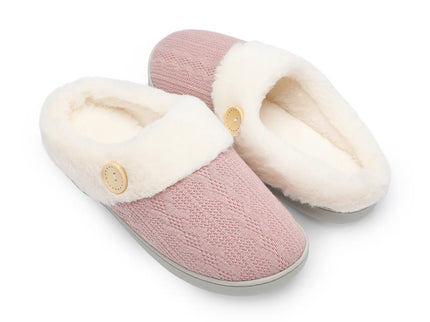 Pantofole calde BUTTON con bordo in pelliccia