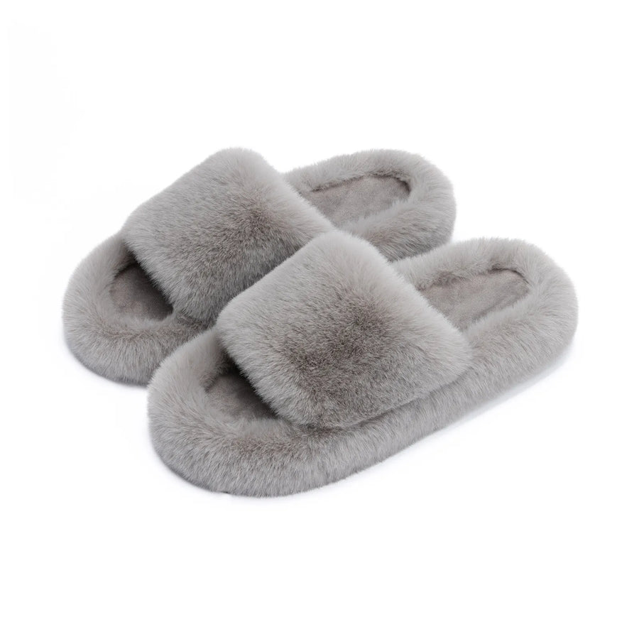 Turquoise Fuzzy Memory Foam Open Toe Slippers
