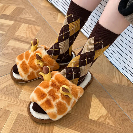 Gigi Plush Giraffe House Slippers
