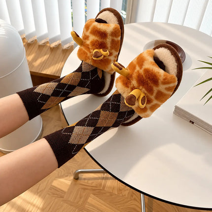 Gigi Plush Giraffe House Slippers
