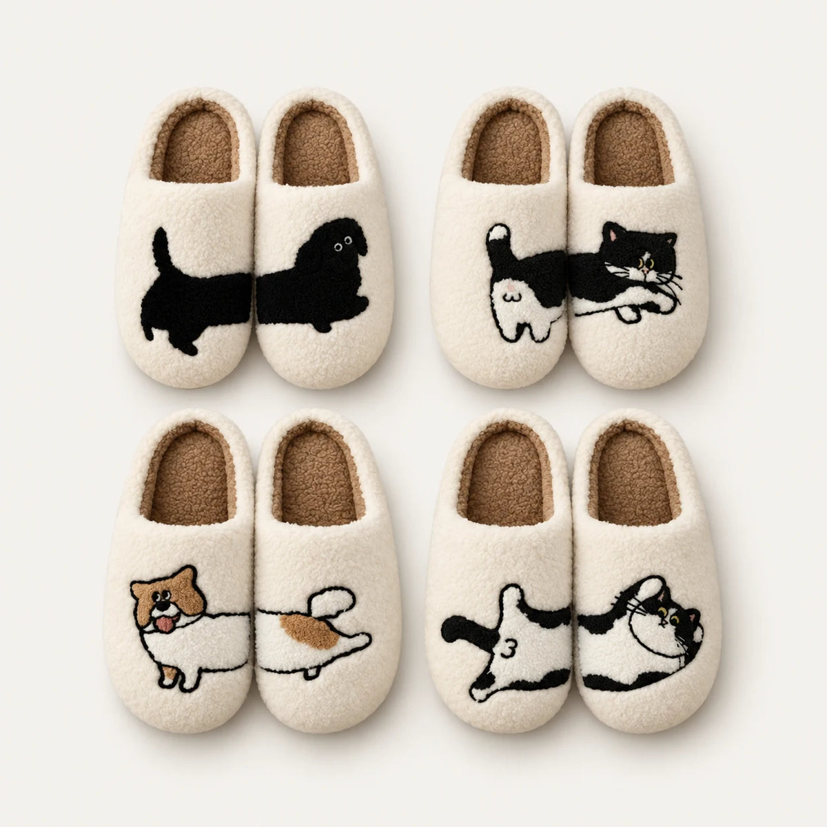 PawStory Plush Animal House Slippers