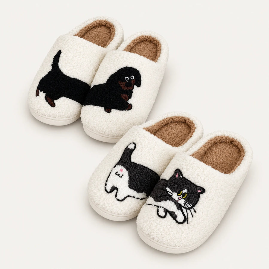 Pantuflas de casa de animal de peluche PawStory