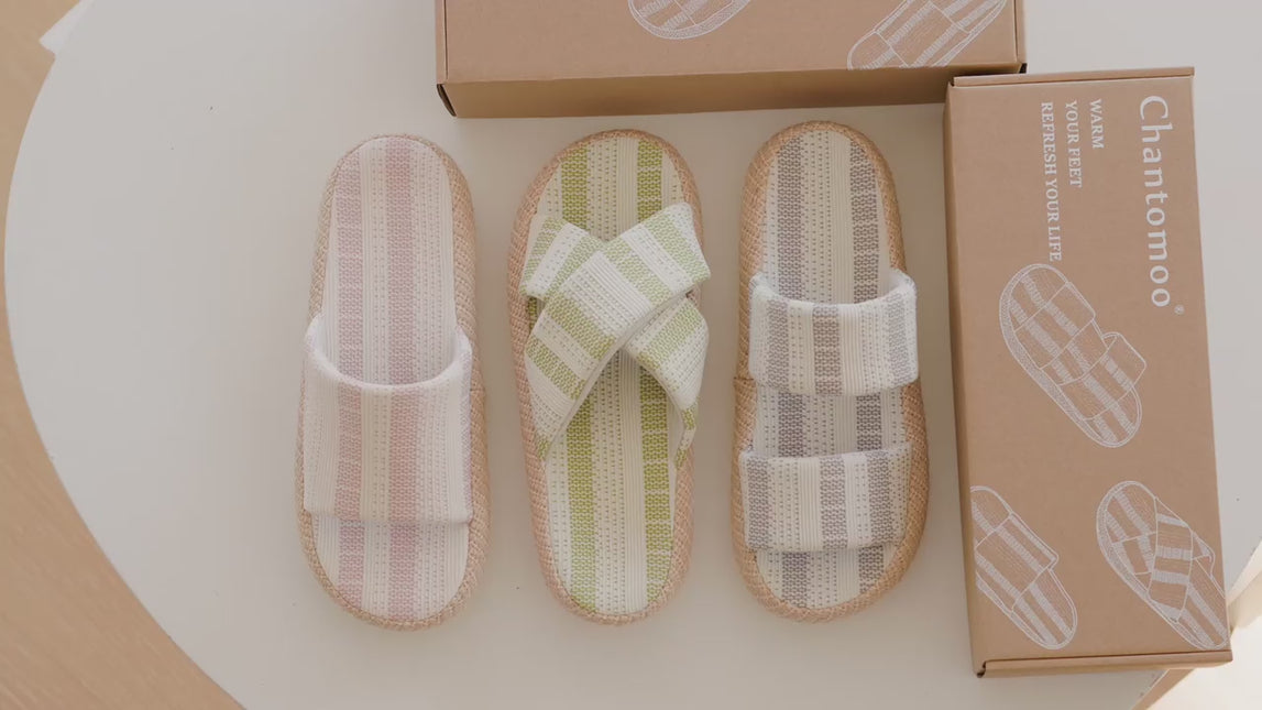 Boardwalk Natural Weave Two-Strap Open-Toe Slippers