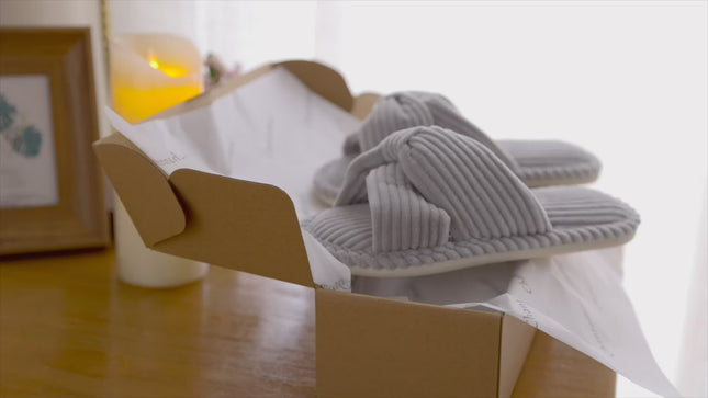 Corduroy Bow Tie Slippers
