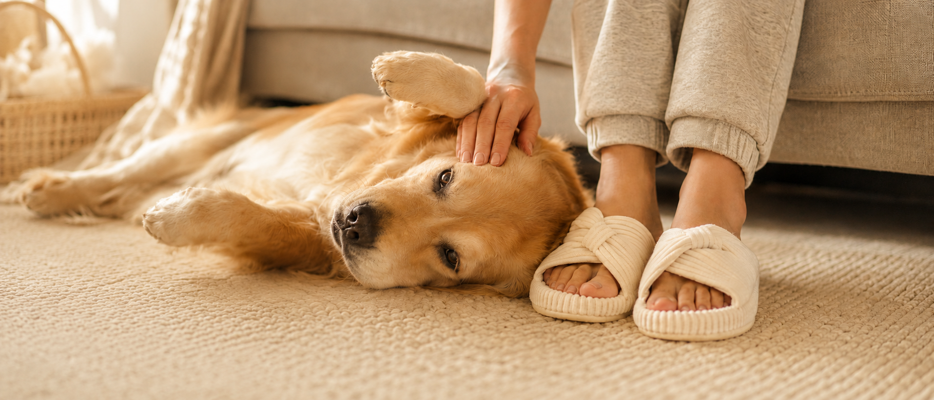 Woman relaxing at home in Chantomoo slippers